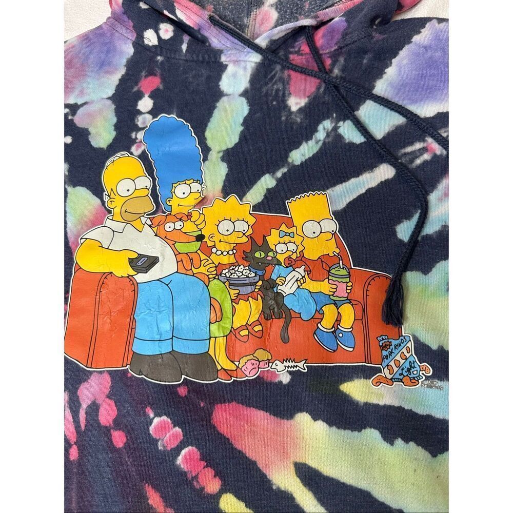 Mad Engine Mens Multicolor Matt Groening The Simpsons Tie Dye Pullover Hoodie XL - Picture 2 of 6